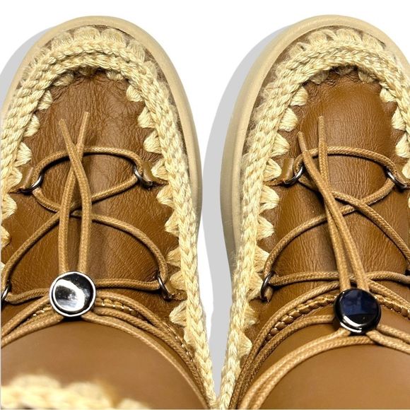 Free People x Mou Lunar Landing Fur Sheepskin Shearling Eskimo Snow Boots Cognac - Picture 6 of 16